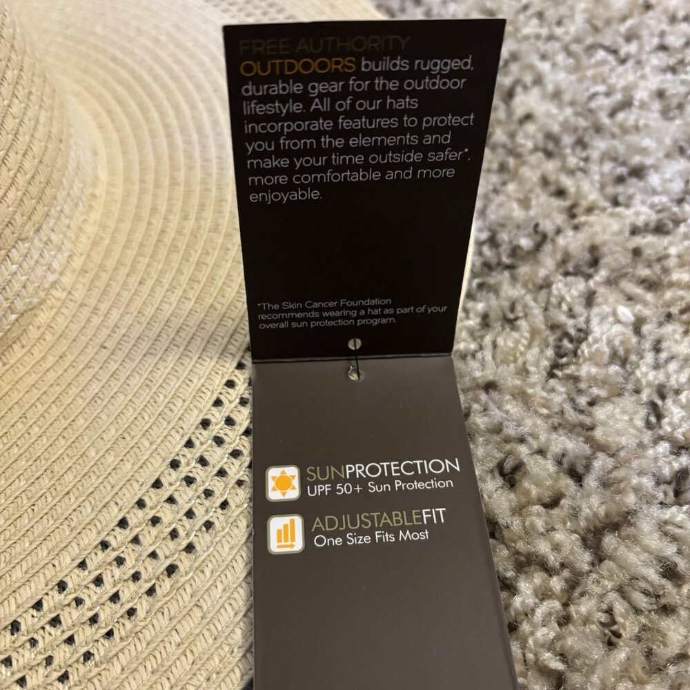 Free Authority Outdoor Woven Sun Beach Hat UPF 50+ Floppy - Picture 4 of 7